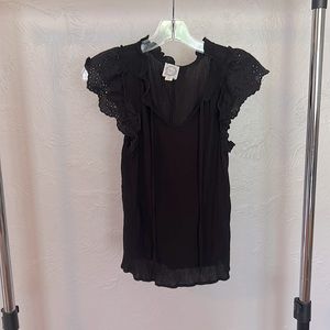 Black ruffle sleeve top, X Small